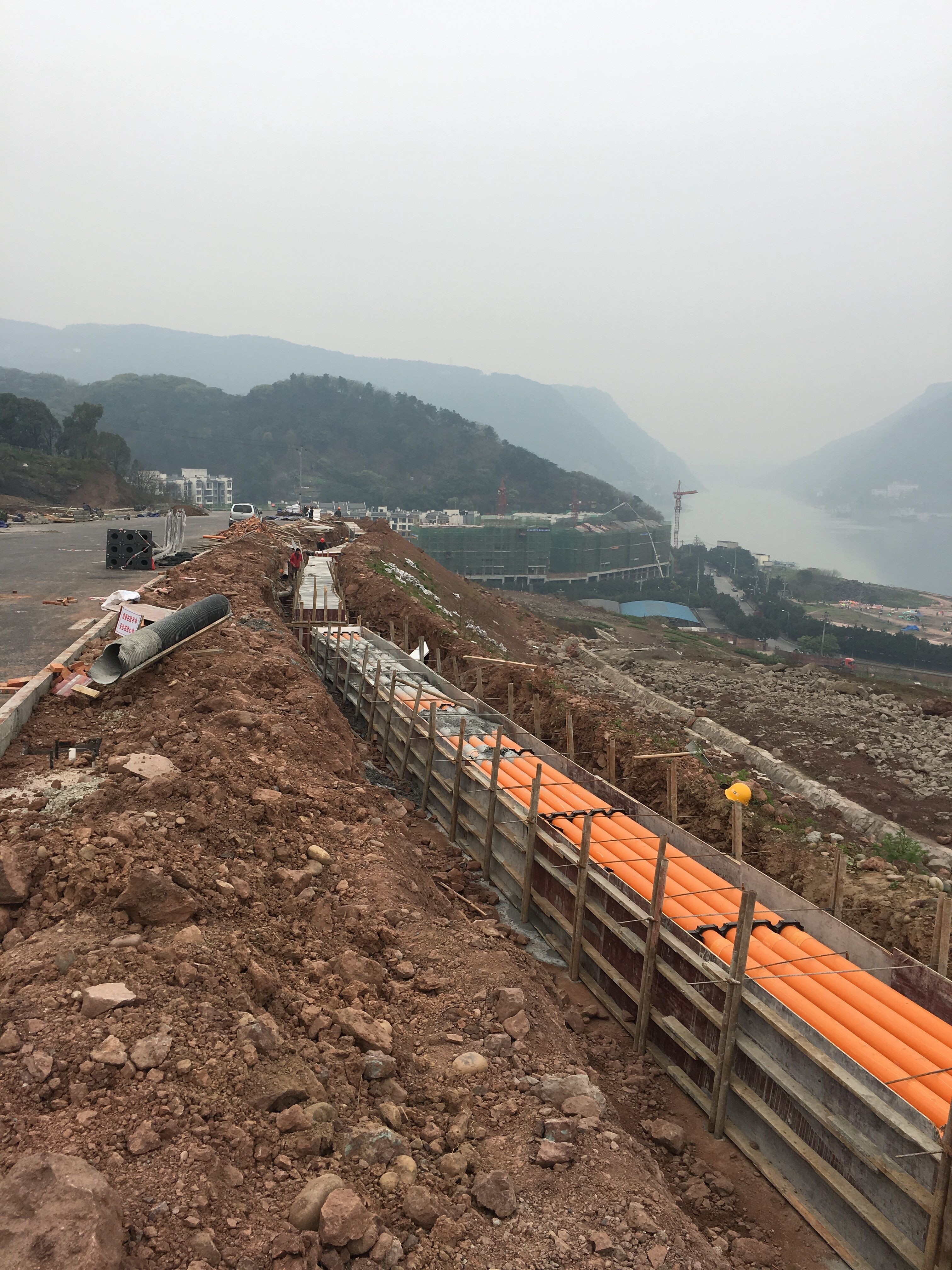 PVC电力管施工现场